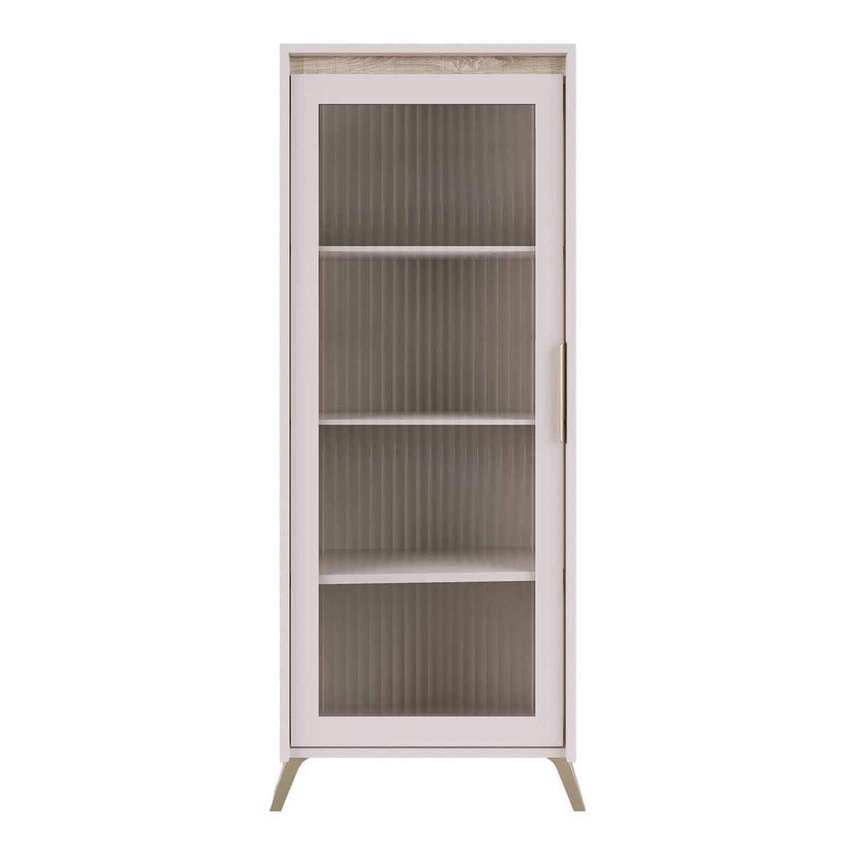 Βιτρίνα Belka κρεμ με oak 55,6x45x152,6εκ