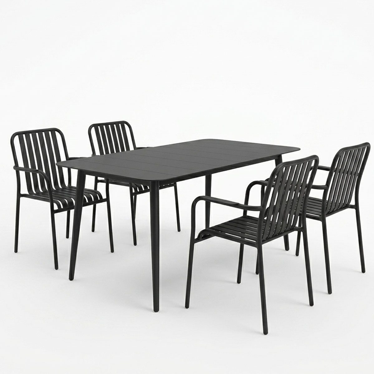 Dining set Heven Vista set of 5 pices black aluminum 120x70x72cm