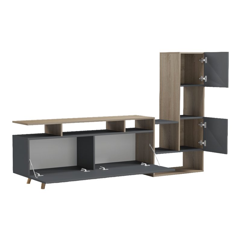 Σύνθετο σαλονιού Defry sonoma-ανθρακί 177.5x31.5x110εκ