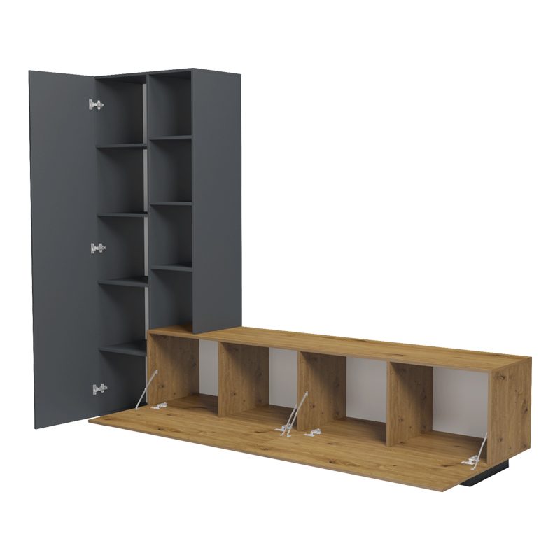 Σύνθετο σαλονιού Tilveo oak-ανθρακί 230x41.5x180εκ