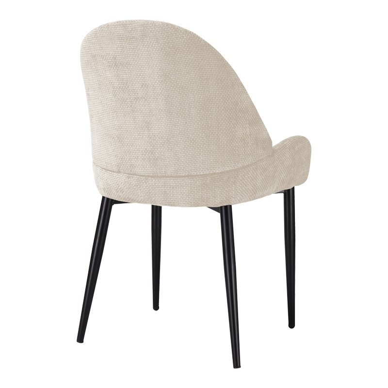 Chair Finda white fabric with black metal leg 59x54x86.5cm (2 pcs)