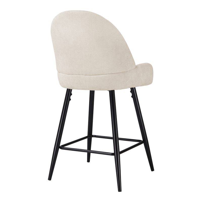 Mid height bar stool Finda white fabric with black metal leg 54x51x102cm (2 pcs)