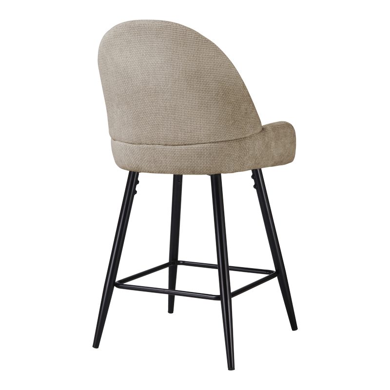 Mid height bar stool Finda beige fabric with black metal leg 54x51x102cm (2 pcs)