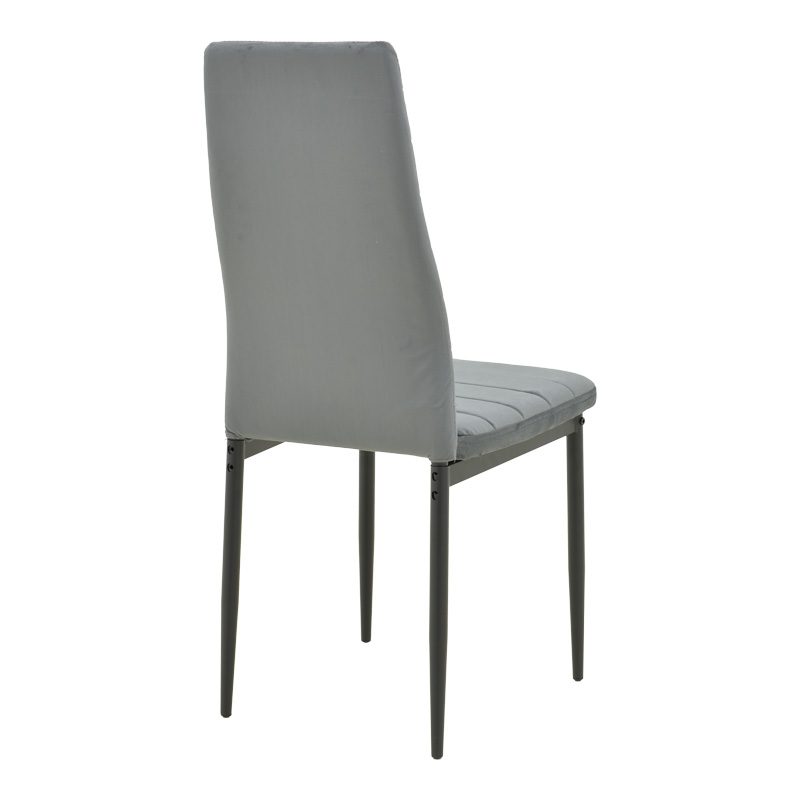 Chair Parker grey velvet with black metal leg 41x48x96cm (4 pcs)